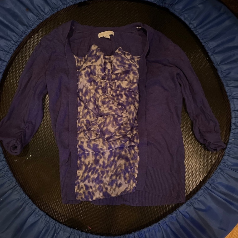 New York & Company Sweater with multi-color ruffles